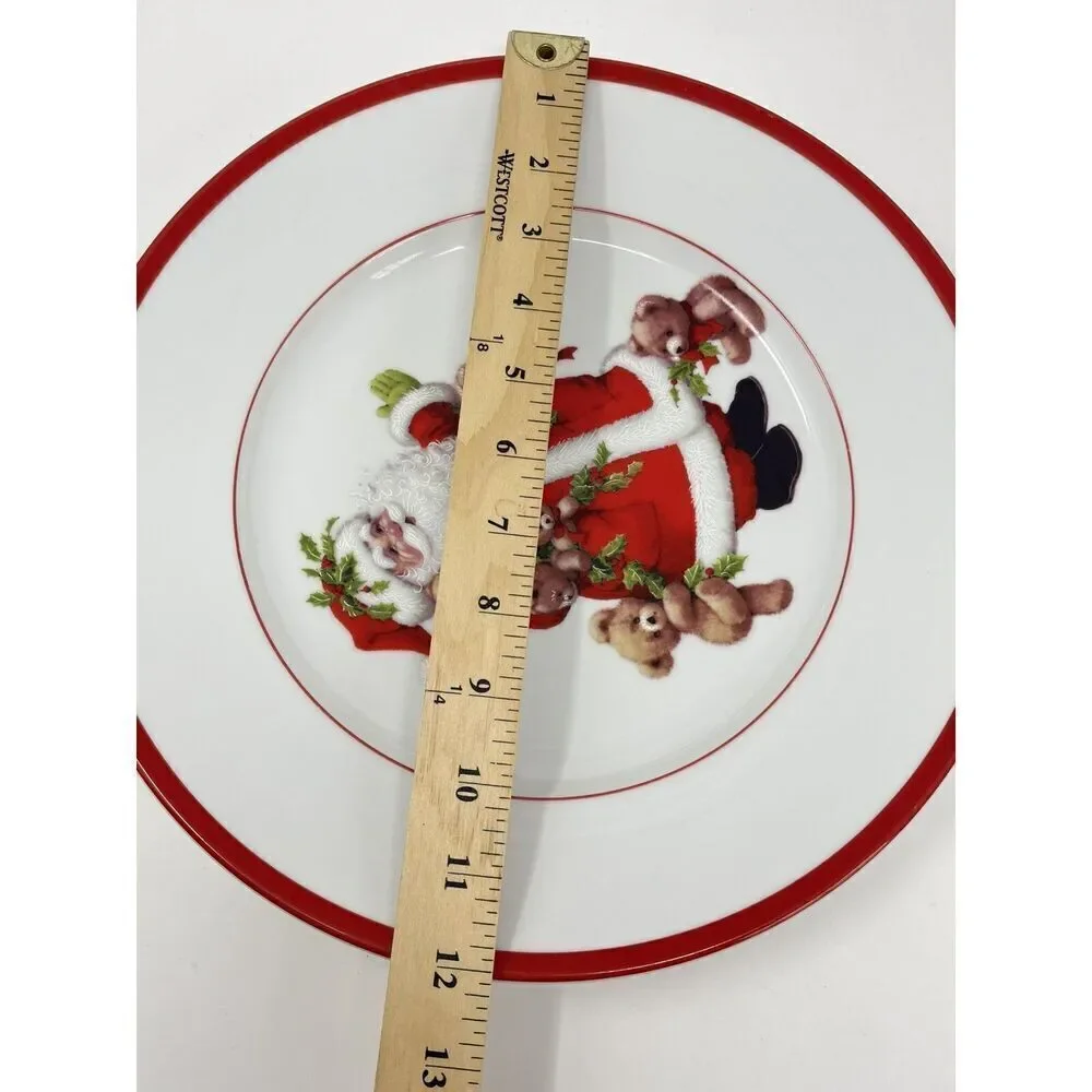 Williams Sonoma Red Brasserie Christmas Santa Chop Plate Platter Charger 12”